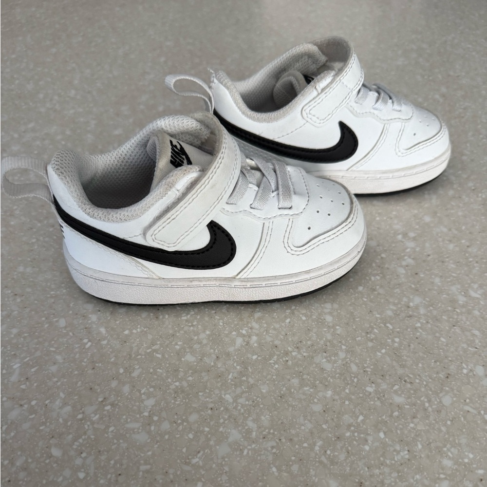 Nike Court Toddler White and Black Velcro Sneakers